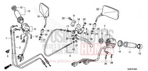 HANDLE LEVER/SWITCH/CABLE/MIRROR VT750SB de 2011